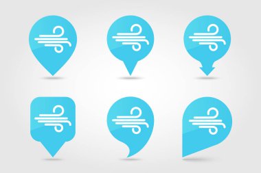 Yüksek Rüzgar PIN harita simgesi. Meteoroloji. Hava durumu