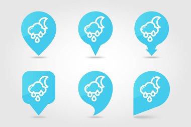 Yağmur Bulutu Ay pin harita simgesi. Meteoroloji. Hava durumu