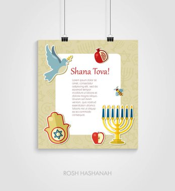 Yahudi yeni yıl tatili için poster. Rosh Hashanah