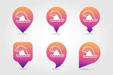 Okyanus dalgası PIN harita simgesi. Yaz. Tatil