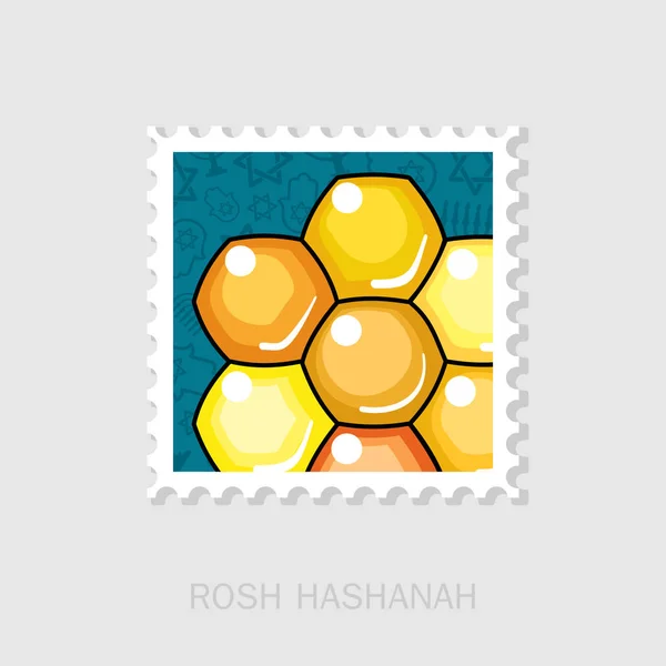 Bee Honeycomb. Rosh Hashanah stämpel. Shana Tova — Stock vektor