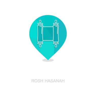 Tevrat kaydırma. Rosh Hashanah simgesi. Shana tova