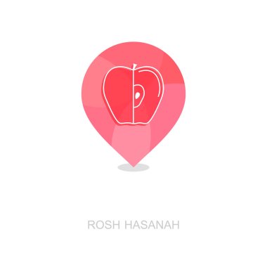 Apple. Rosh Hashanah pin harita simgesi. Shana tova