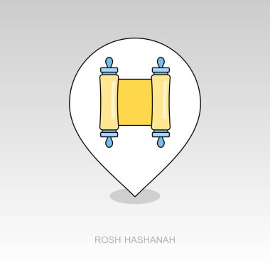 Tevrat kaydırma. Rosh Hashanah simgesi. Shana tova