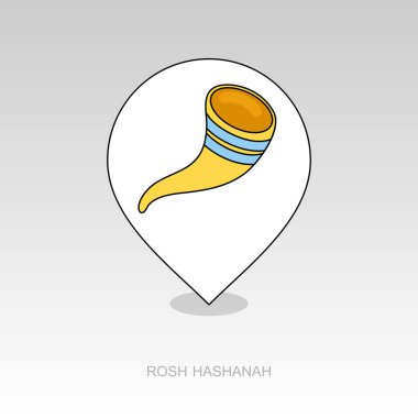 Shofar mı? Rosh Hashanah pin harita simgesi. Shana tova
