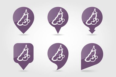 Fasulye düz PIN harita simgesi. Sebze vektör