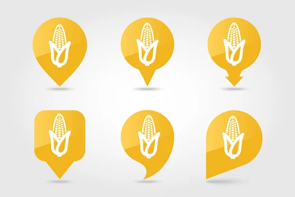 Corn flat pin map icon. Vegetable vector — Stock Vector