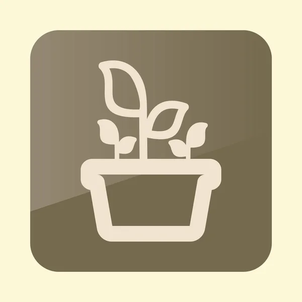 Planten in pot platte pictogram, Tuin, bloempot — Stockvector