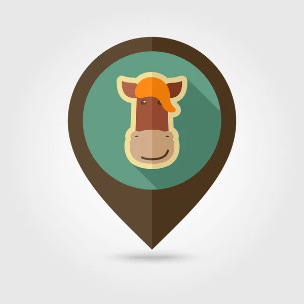 Horse flat pin map icon. Animal head vector — Stock Vector