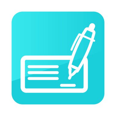 Kalem ve imza simgesi olan boş banka onay