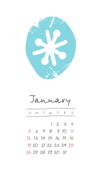 Calendario 2020 mesi gennaio. La settimana inizia domenica — Vettoriale Stock