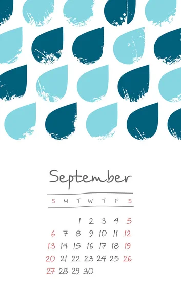 Calendario 2020 mesi settembre. La settimana inizia domenica — Vettoriale Stock