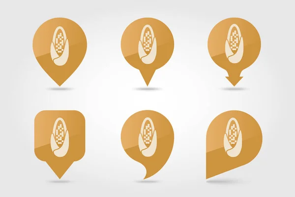 Corncob plano vector pin mapa icono — Vector de stock