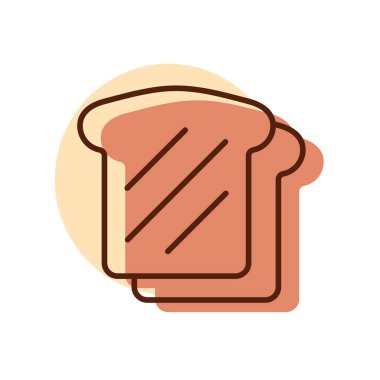 Ekmek, tost vektörü simgesi. Fast food burcu. Yemek pişirme web sitesi ve uygulama tasarımı, logo, uygulama, UI için grafik sembolü