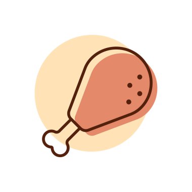 Chicken 'ın bacak vektör simgesi. Fast food burcu. Yemek pişirme web sitesi ve uygulama tasarımı, logo, uygulama, UI için grafik sembolü