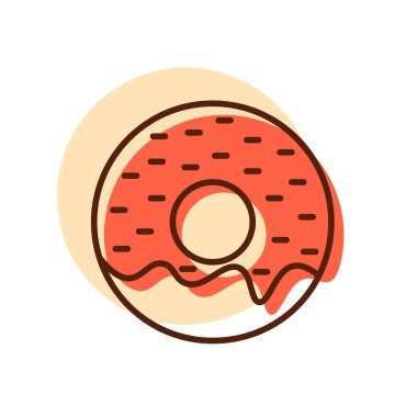 Donut vektör simgesi. Fast food burcu. Yemek pişirme web sitesi ve uygulama tasarımı, logo, uygulama, UI için grafik sembolü