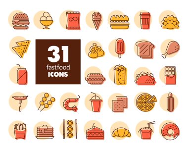 Fast food, Food Court vektör ikonu. Yemek pişirme web sitesi ve uygulama tasarımı, logo, uygulama, UI için grafik sembolü