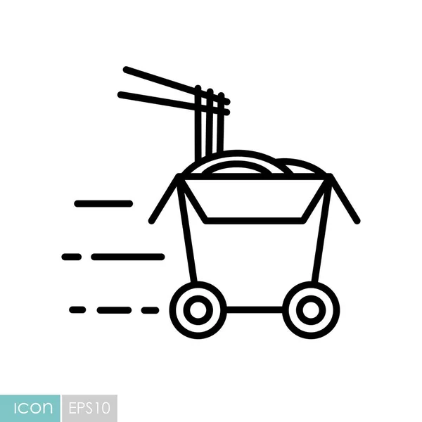 轮式Wok盒矢量图标 送货标志 烹饪网站和应用程序设计 应用程序 用户界面的图形符号 — 图库矢量图片