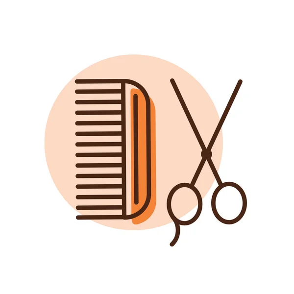 Animal grooming, hairbrush and scissors icon. Pet animal sign. Graph symbol for pet and veterinary web site and apps design, logo, app, UI