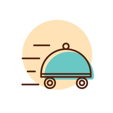 Bulaşık taşıyıcı ikonlu yemek teslimatı. Teslimat tabelası. Yemek pişirme web sitesi ve uygulama tasarımı, logo, uygulama, UI için grafik sembolü