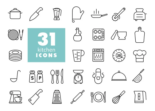 Conjunto Iconos Vectoriales Cocina Cocina Símbolo Gráfico Para Diseño Del — Archivo Imágenes Vectoriales