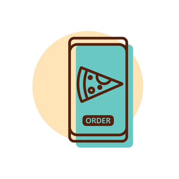 Fast Food Delivery Service Vector Icon Pizza Slice Sign Mobile — Stock Vector
