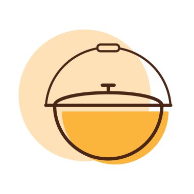 Metal vektör ikonundan kamp kazanı. Mutfak aletleri. Yemek pişirme web sitesi tasarımı, logo, uygulama, UI için grafik sembolü