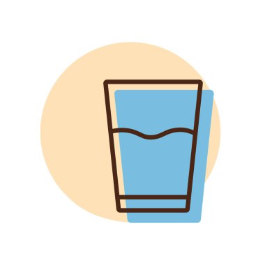Bir bardak su vektör ikonu. Mutfak aletleri. Yemek pişirme web sitesi tasarımı, logo, uygulama, UI için grafik sembolü