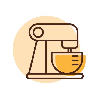 Yemek işlemcisi. Karıştırıyorum. Yemekleri püre yapmak. Elektrikli mutfak aletleri. Yemek pişirme web sitesi tasarımı, logo, uygulama, Ui için grafik sembolü