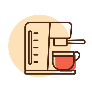 Ev, restoran, kafe ya da ofis için bardak vektör ikonlu kahve makinesi. Elektrikli mutfak aletleri. Yemek pişirme sitesi tasarımı ve logosu için grafik sembolü