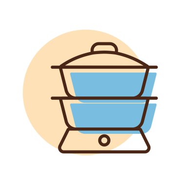 Çift kazan vektör ikonu. Mutfak aletleri. Yemek pişirme web sitesi tasarımı, logo, uygulama, UI için grafik sembolü
