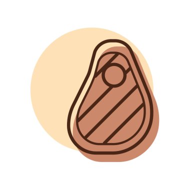 Biftek vektör yemek eti. Barbekü ve bbq ızgara tabelası. Yemek pişirme web sitesi ve uygulama tasarımı, logo, uygulama, UI için grafik sembolü