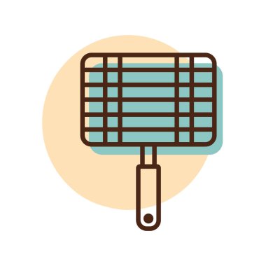 Barbekü, ızgara çelik ızgara hattı ikonu. Yemek pişirme web sitesi ve uygulama tasarımı, logo, uygulama, UI için grafik sembolü