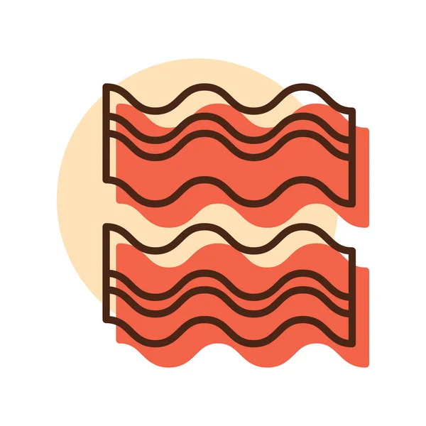 Bacon Strips Vettore Icona Cibo Carne Barbecue Barbecue Segno Griglia — Vettoriale Stock