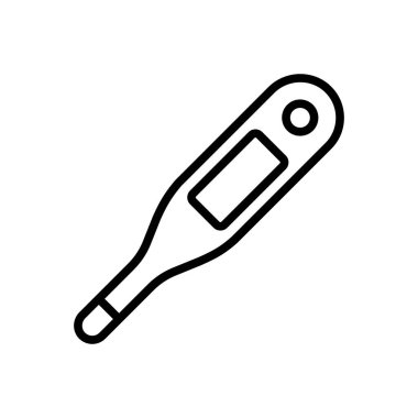 Elektronik tıbbi termometre vektör ikonu. İlaç ve tıbbi destek işareti. Tıbbi web sitesi ve uygulama tasarımı için grafik sembolü, logo, uygulama, UI
