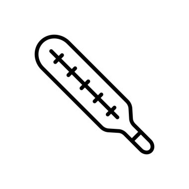 Merkür tıbbi termometre vektör ikonu. İlaç ve tıbbi destek işareti. Tıbbi web sitesi ve uygulama tasarımı için grafik sembolü, logo, uygulama, UI