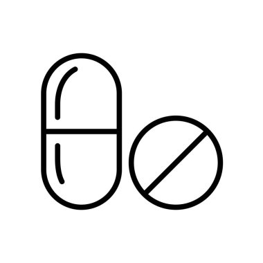 Tabletler ve hap vektör ikonu. İlaç ve sağlık sigortası, tıbbi destek işareti. Tıbbi web sitesi ve uygulama tasarımı için grafik sembolü, logo, uygulama, UI