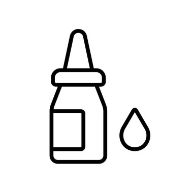 Göz vektör simgesini düşürür. Burun damlası. İlaç ve sağlık sigortası, tıbbi destek işareti. Tıbbi web sitesi ve uygulama tasarımı için grafik sembolü, logo, uygulama, UI