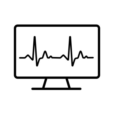 Bilgisayar tanılama vektör simgesi. İlaç ve sağlık sigortası, tıbbi destek işareti. Tıbbi web sitesi ve uygulama tasarımı için grafik sembolü, logo, uygulama, UI