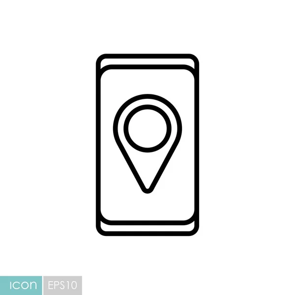 Smartphone Avec Vecteur Icône Style Localisation Broche Panneau Navigation Symbole — Image vectorielle