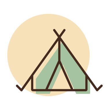 Turist çadırı vektör simgesi. Kamp ve yürüyüş işareti. Seyahat ve turizm web sitesi ve uygulama tasarımı, logo, uygulama, UI için grafik sembolü