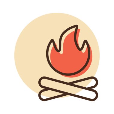 Şenlik ateşi vektör simgesi. Kamp ve yürüyüş işareti. Seyahat ve turizm web sitesi ve uygulama tasarımı, logo, uygulama, UI için grafik sembolü