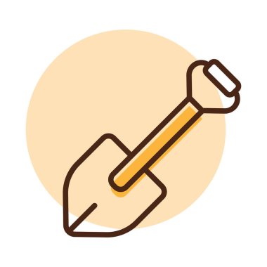 Keşif ikonu vektörü için kamp küreği. Seyahat ve turizm web sitesi ve uygulama tasarımı, logo, uygulama, UI için grafik sembolü