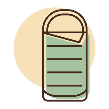 Uyku tulumu vektör ikonu kamp. Kamp ve yürüyüş işareti. Seyahat ve turizm web sitesi ve uygulama tasarımı, logo, uygulama, UI için grafik sembolü