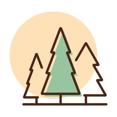 Kozalaklı orman vektör simgesi. Doğa işareti. Seyahat ve turizm web sitesi ve uygulama tasarımı, logo, uygulama, UI için grafik sembolü