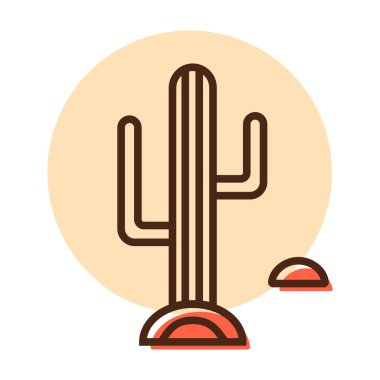 Çöl kaktüsü vektör ikonu. Doğa işareti. Seyahat ve turizm web sitesi ve uygulama tasarımı, logo, uygulama, UI için grafik sembolü
