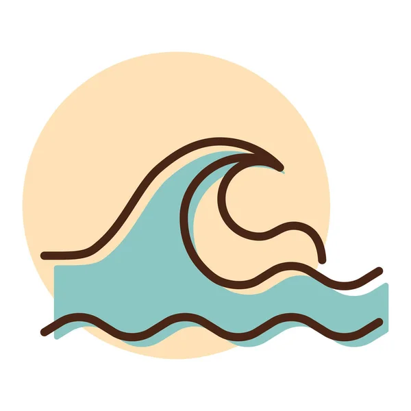 海の波ベクトルアイコン 自然標識だ 旅行や観光のウェブサイトやアプリのデザイン アプリ Uiのためのグラフシンボル — ストックベクタ