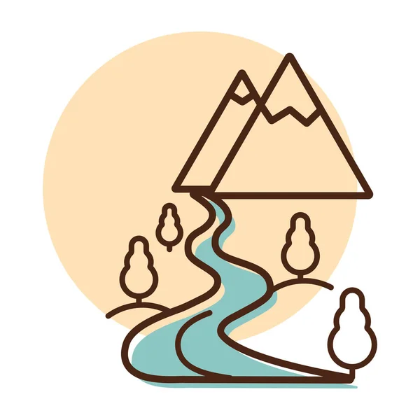 Ikona Wektora Góry Rzeki Znak Natury Symbol Graficzny Strony Internetowej — Wektor stockowy