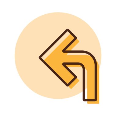 Sol ok vektör simgesine dön. Navigasyon işareti. Seyahat ve turizm web sitesi ve uygulama tasarımı, logo, uygulama, UI için grafik sembolü