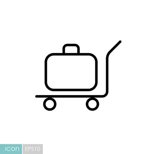 Equipaje Equipaje Maletas Carro Icono Vector Plano Señal Del Hotel — Vector de stock